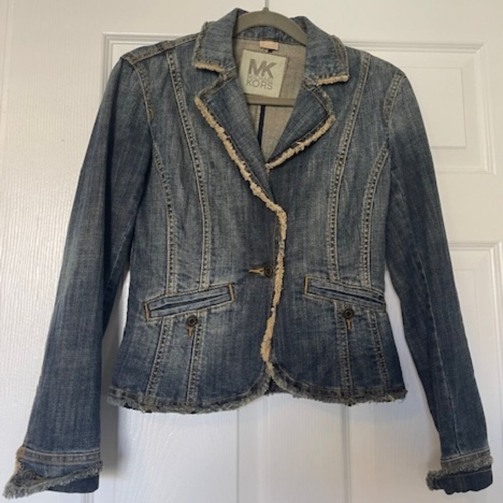 Michael Kors Frayed Edge Denim Jacket S/P – Excellent Condition